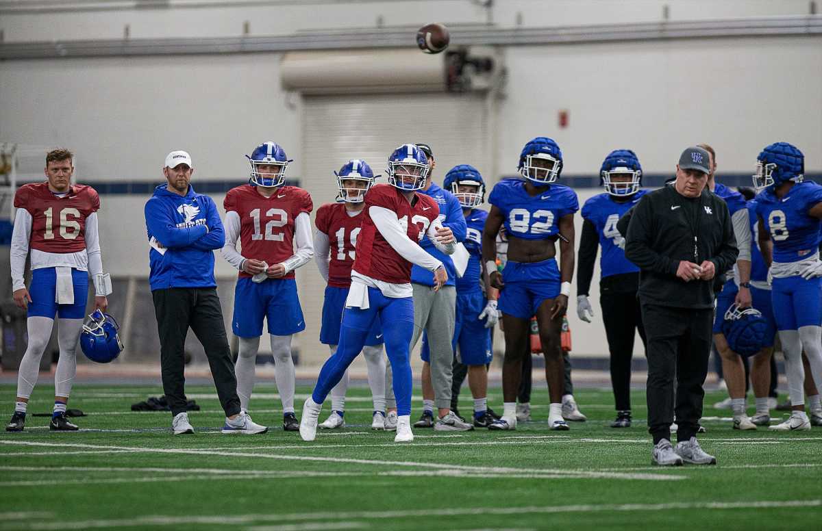 Kentucky QB Devin Leary during spring ball in Lexington, Kentucky, on March 21, 2023. (Photo by Jeff Faughender of the Courier Journal and USA Today Network)